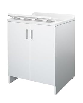 Foto di Negrari, Lavatoio Lavapanni in Nobilitato, Kit di montaggio, Vasca resistente agli acidi, Kit di scarico incluso, Interno e Esterno, L60 x P50 x H85 cm, Bianco