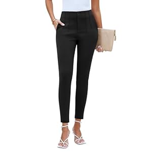 GRAPENT Cropped Pants for Women Dressy Casual High Waisted Pleated Pants Lightweight Stretch Slim Ankle Trousers Pants