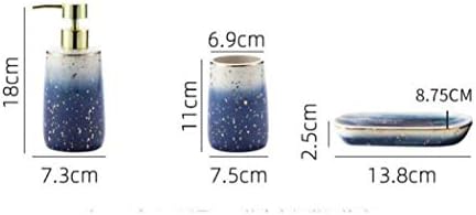 XUDREZ Ceramics Bathroom Accessories Set, 4 Piece Marble Bathroom Countertop Accessory Set, Includes Soap Dish, Soap Dispenser Pump, Toothbrush Tumbler, Toothbrush Holder