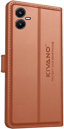Image of KIVANO Compatible with Vivo Y22 Flip Cover | Leather Finish | Inside Pockets & Inbuilt Stand | Shockproof Wallet Style Magnetic Closure Back Cover Case