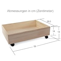 Holzfee Holzkiste 60 x 40 cm mit Rollen Unter-Bett Kiste Holz (Höhe 19 cm) – Ansicht 3