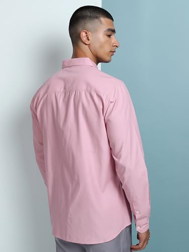 Image of Highlander Men's Slim Fit Shirts | Solid | Long Sleeves | Spread Collar | Formal Shirts | Men Shirts Mauve