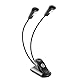 K&M 12259 Notenpultleuchte Double2 LED FlexLight Schwarz - mit Li-Ion-Akku, Clip, 2 flexible Schwanenhälse, 2x 1300 Lux