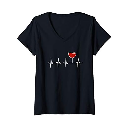 Damen Mein Herz schlägt für Wein Puls Frequenz trink wine why not? T-Shirt mit V-Ausschnitt