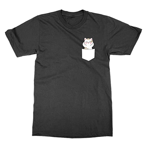 T-shirt avec poche chat endormi vêtement noir taille S décontracté