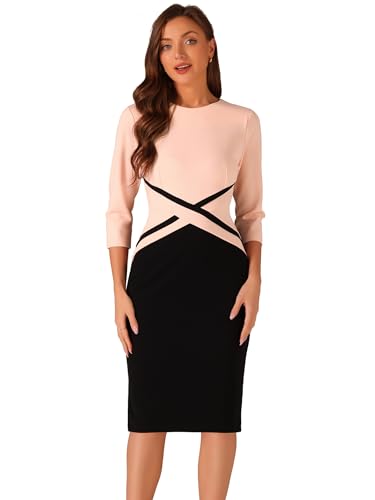 Robe fourreau bicolore manches 3/4 pour gommer les imperfections