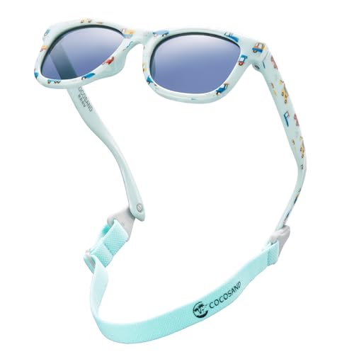 Image of COCOSAND Flexible Polarized Baby Sunglasses with Strap UV Protection for Toddler Infant Girl Boy Age 0-24 Months