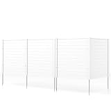 COSTWAY Vallas Jardin PP de 2/4 Paneles, 1230 x 1230 mm, Pantallas de Privacidad con Estacas de Tierra para Aire Acondicionado y Cubo de Basura, Valla de Ocultación Exterior Jardín Patio (blanco,2)