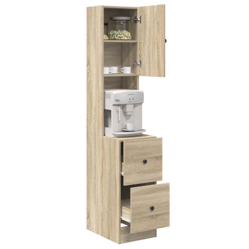 vidaXL Armoire de Cuisine Beige 35 x 50 x 180 cm Bois d'ingénierie, Rangement Efficace en Cuisine, Meuble Moderne, Design rectangulaire pour Organiser Les ustensiles,...