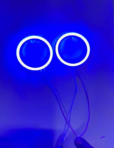 Image of Universal 60MM 2PC /SET Car Bike DRL Daytime Running Light Angle Eyes LED Ring COB LED Halo Ring COB Chips Car Angel Eye Blue
