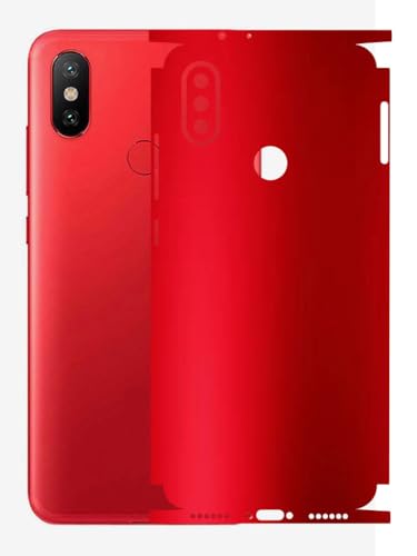 Image of AtOdds - Full Body Back Screen Guard Protector Film - Lamination Wrap Skin Sticker Compatible with Xiaomi Mi A2 | Scratchproof Matte Finish (Design - Metalic Red)