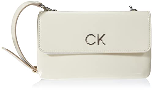 Calvin Klein RE-Lock DBL XBODY W/Flap SAFF, Sac Femme, Ecru, Taille Unique