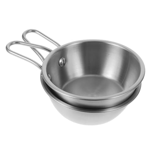 FUNOMOCYA Korean Style Stainless Steel Rice Wine Bowl Single Handle Korean Sauce Bowl