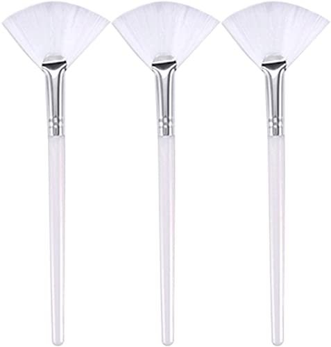 FOUTP 3 Piezas Pinceles Para Abanico, Pinceles Faciales Suaves, Pincel Aplicador, Herramientas De Aplicación De Maquillaje Cosmético Para Peeling Facial, Crema De Barro (Blanco)