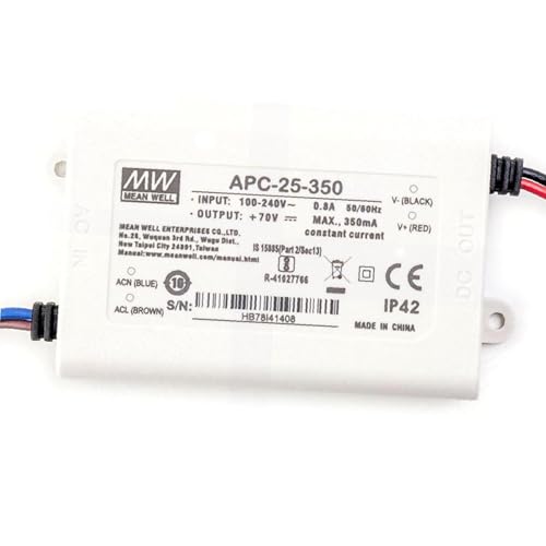 Image of LED Driver 24.5W 70V 350mA APC-25-350 Meanwell AC-DC Switching Power Supply APC-25 Series MEAN WELL C.C Power Supply