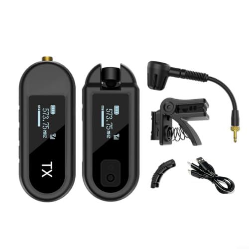 Micrófono para instrumento de clip inalámbrico recargable portátil de ABS para saxofón y trompeta