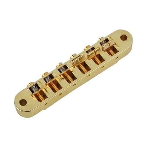 Pont de selle fixe pour guitare électrique 6 cordes Golden Bridge en métal doré