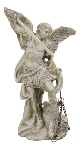 Estatua del Arcángel San Miguel de 5 pulgadas acabado Marfil