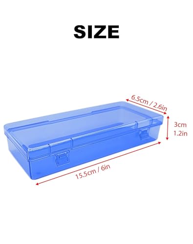 Image of 6 Pack Blue Plastic Storage Boxes with Hinged Lids, 6x2.6x1.2 Inches Long Rectangular Organizer for Diamond Art Accessories, Beads, Crafts