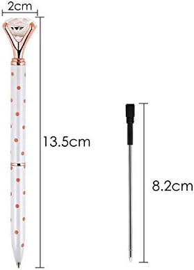 SCSpecial Diamond Shape Ballpoint Pen Set of 5 Bling Metal Ballpoint Pen with 5pcs Refills Black Ink Crystal Shape Pens for School Office