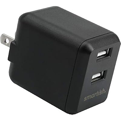 Smartish 2 Port USB Wall Charger - Charge Shack Maximum Speed 4.8 Amp Quick Charger Compatible with iPhone Android and All USB Devices (Silk) - Black