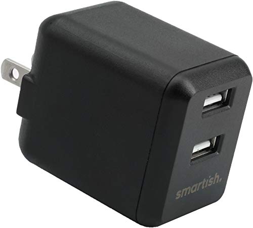Image of Smartish 2 Port USB Wall Charger - Charge Shack Maximum Speed 4.8 Amp Quick Charger Compatible with iPhone Android and All USB Devices (Silk) - Black