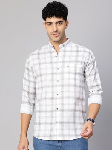 Image of Majestic Man Men's Pure Cotton Mandarin Collar Slim Fit Casual Shirt