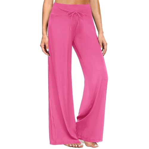 Image of ZOOSIXX Soft Black Pajama Pants for Women, Wide Leg Pants Woman Flowy Comfy Casual Lounge Yoga Capri Pants 22 inch / 30 inch