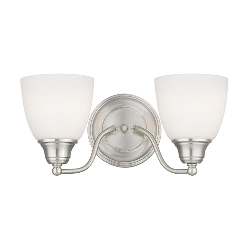 Livex Lighting 13672-91 Somerville 2-Light Bath Light, Brushed Nickel, 15.25 x 7.5 x 7