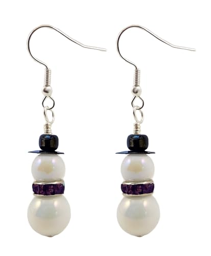 Jenni Leigh Creations Purple Scarf Snowman Dangle Earrings
