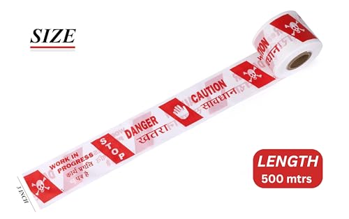Image of Non-Adhesive Caution Tape Roll 3 Inch x 500 Meter | Red & White Barricade Warning Tape | Waterproof Polyethylene Safety Barrier Tape for Construction Sites, Hazard Zones & Restricted Areas