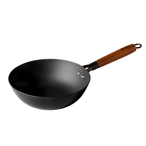 Image of KROSLO Lightweight Cast Iron Wok Pan 24 cm | 100% Non-Toxic | Naturally Non Stick | Rust Resistant | Metal Spatula Friendly | Baby Food Safe