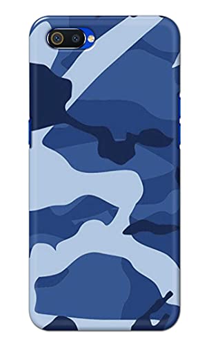 Image of Printed Hard Back Cover Case for Realme C2 | Oppo A1K Back Cover (Army Blue Pattern) -702