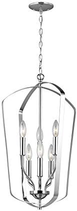 Sea Gull Lighting Sea Gull 5134906-05 Transitional Six Light Hall/Foyer Pendant from Romee Collection in Chrome Finish, Silver