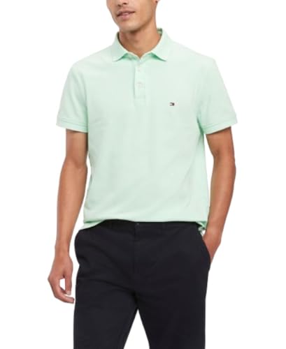 Image of Tommy Hilfiger Men's Short Sleeve Polo Shirts in Slim Fit with Stretch and Organic Pique Cotton