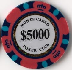 Squirrel Poker 14G Monte Carlo Poker Chips - 25pcs per roll - 10 Value Variations (1/5/10/25/50/100/500/1000/50000/10000) (Pink - $5000)