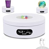 YVV Rotating Display Stand, Spinning Display Stand with Colored Lights, Lighted LED Base for Glass Art , Electric & Battery-Operated Platform 4.72in, Adjustable Speed Electric Turntable White