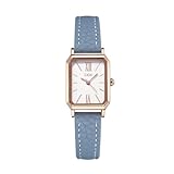 TOOCAT Women Wrist Watch Mini Ultra-Thin Elegant Simple Square Quartz Watches with Leather Strap 30M Waterproof Analog Watches for Females Students Ladies (Blue Rose Gold)