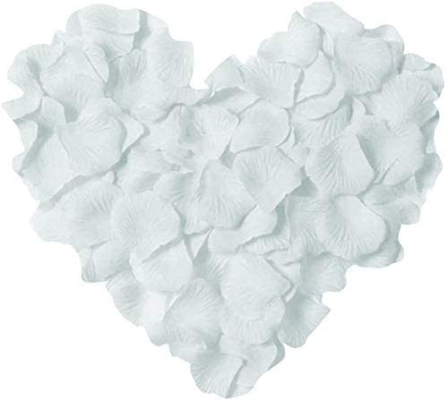 ocharzy 3000pcs Rose Petals Artificial Flower Petals Non-Woven Flower Rose Petals for Wedding Decorations Valentine's Day Romantic Night Party (White)