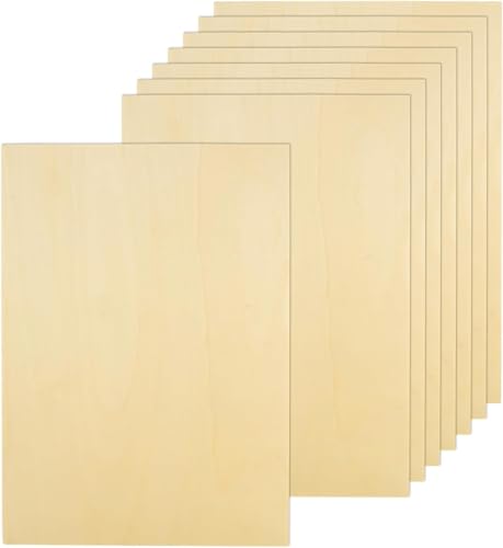 SHUESS 12 unidades de madera contrachapada, placa de madera 420 x 300 x 1,5 mm, placas de madera contrachapada de 1,5 mm, madera sin tratar, madera de tilo, aglomerado para manualidades, modelismo,