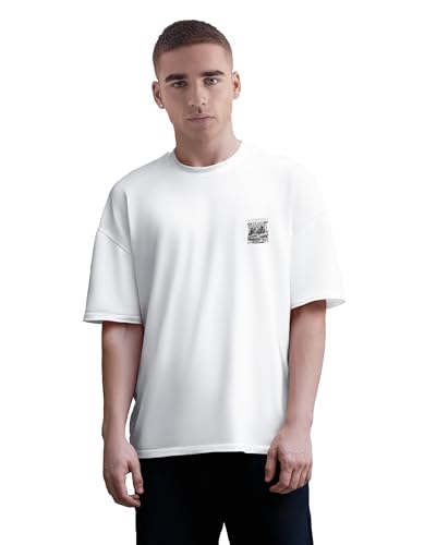 Image of Buy That Trendz Mens Oversized Tshirt Black & White Car Printed Crew Neck Cotton Drop Shoulder Half Sleeve Stylish Tshirt