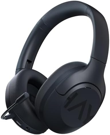 HAYLOU S30 Fone de ouvido Bluetooth com Cancelamento Ativo de Ruído, Over Ear Headphones com Extraível Individualmente Microfone, Suporta conexão com consoles