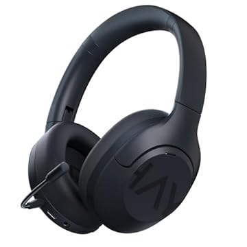 HAYLOU S30 Fone de ouvido Bluetooth com Cancelamento Ativo de Ruído, Over Ear Headphones com Extraível Individualmente Microfone, Suporta conexão com consoles