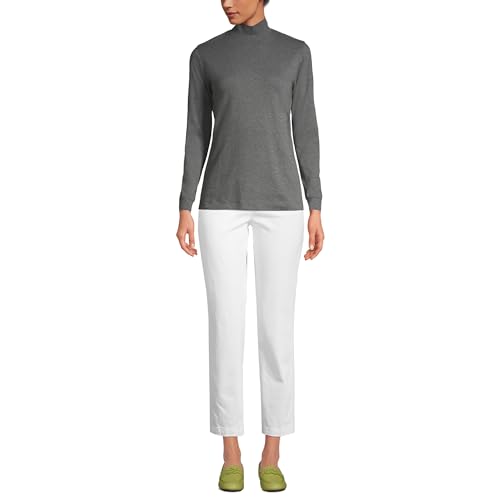 Image of Lands' End Women's Relaxed Cotton Long Sleeve Mock Turtleneck Shirt