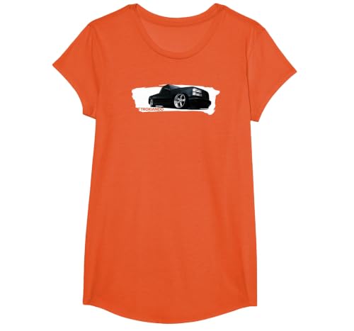 OBS Mamalona Trokiando on Big Wheels Lowered Paint Effect T-Shirt, Girls, Orange, X-Small