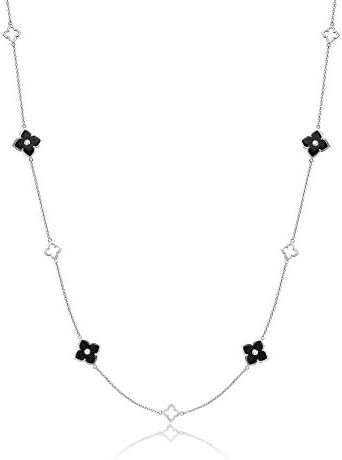 Lavari Jewelers Flower Necklace for Women - Black Onyx or Mother ...