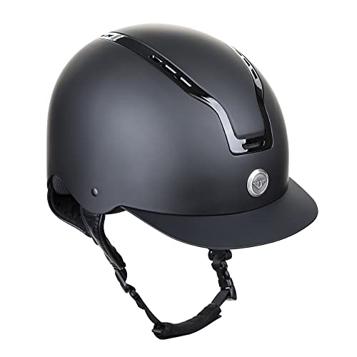 TuffRider Essential Equestrian Horse Riding Helmet- Matte Black w/Glossy Black Vent- Medium