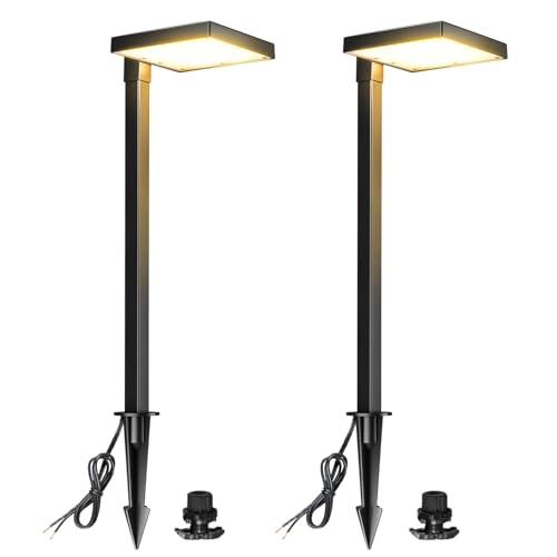 Image of LUTEC 2 Pack Low Voltage Pathway Lights, Aluminum 12V Landscape Lighting with Connectors，IP65 Waterproof Anti-Glare Wired LED Pathway Lights, 5W 500LM Warm White 3000K for Pathway, Yard, Garden