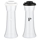 Romooa Set of 2 Plastic Salt and Pepper Shakers with Lids Large Hourglass Covered Moisture Proof Salt Shaker Pepper Container for Home Kitchen Restaurant Camping(Black White)