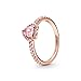 PANDORA Sparkling Pink Elevated Heart Ring - Rose Gold Ring for Women - Layering or Stackable Ring - Gift for Her 14k Rose with Cubic Zirconia - Size 6 - With Gift Box